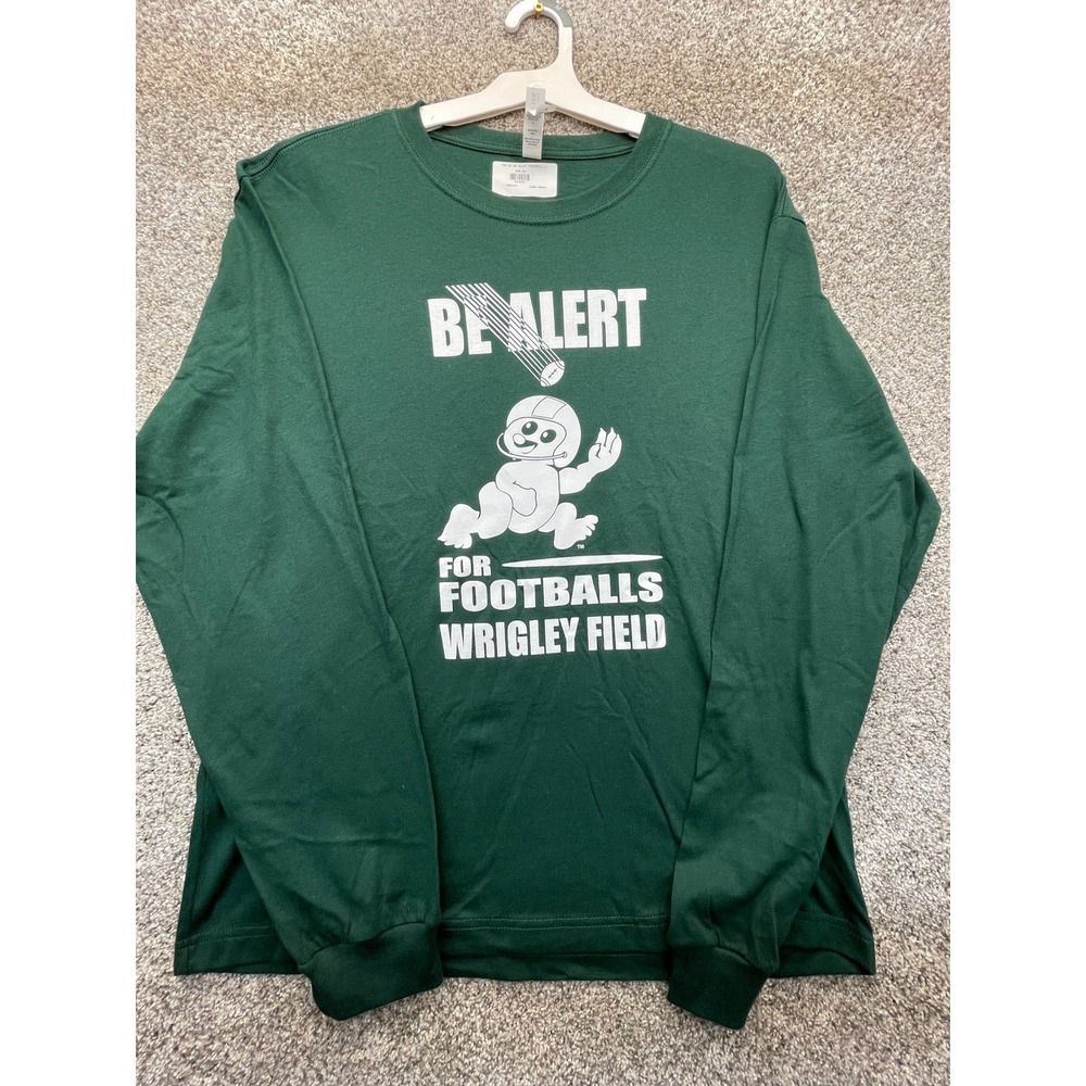 Long Sleeve Shirt Men M Dark Green NEW Wrigley Field Football Bella+Canvas